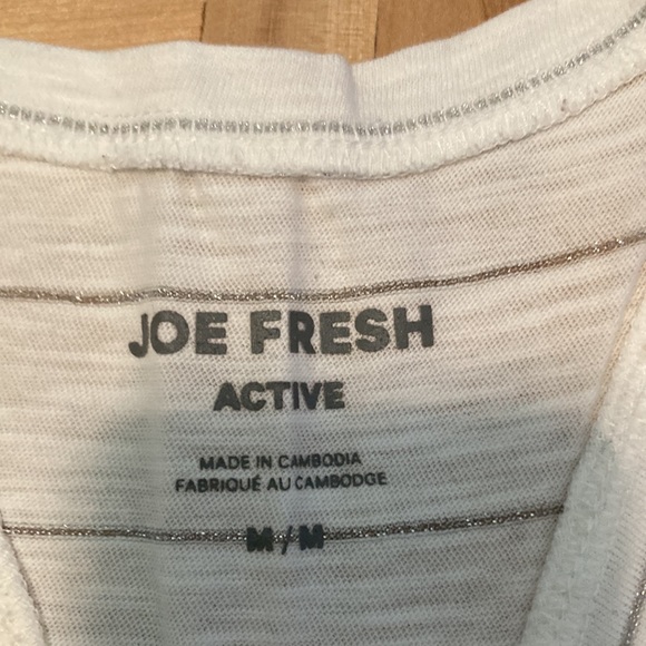 Joe Fresh tshirt and tank white silver stripe racerback - Picture 6 of 8